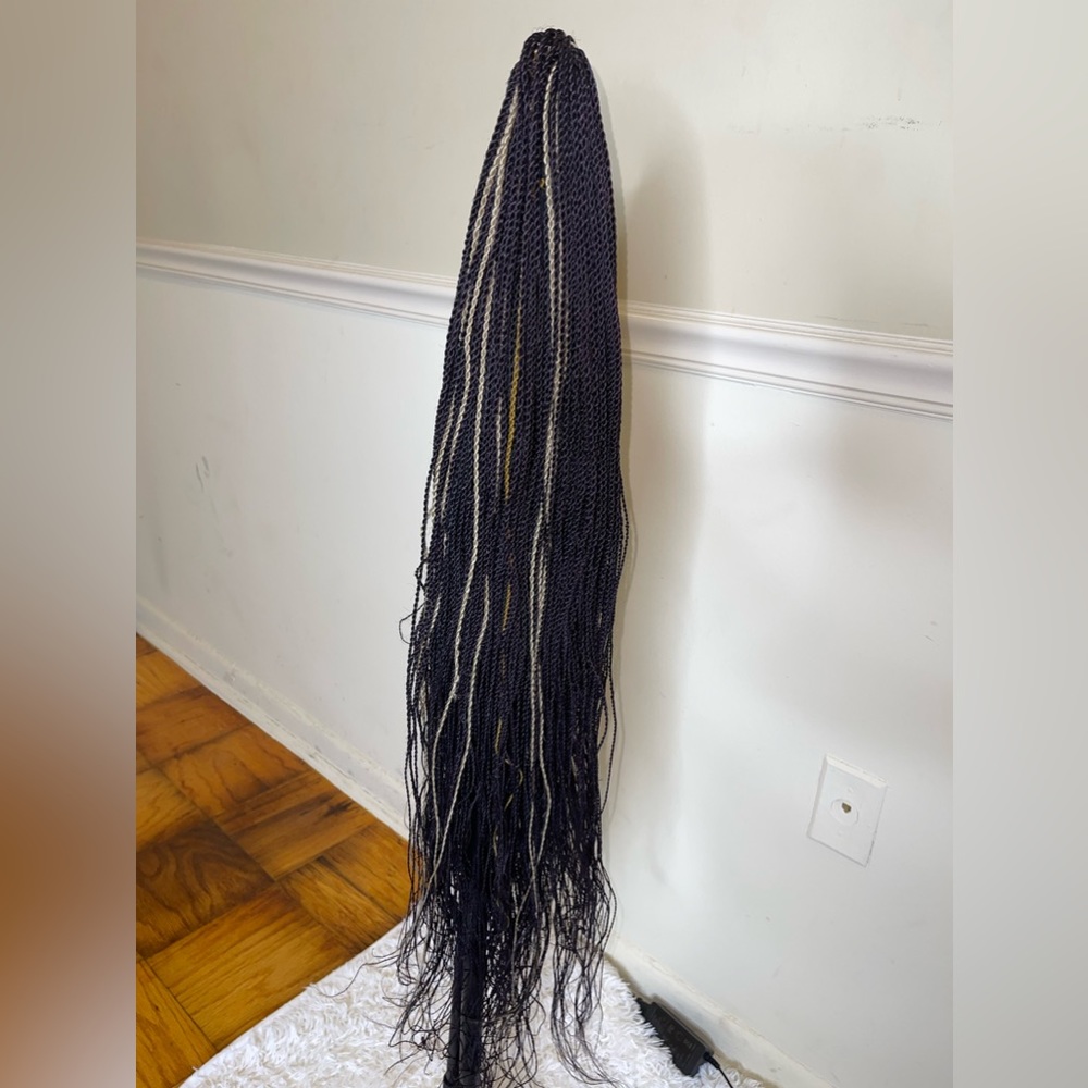 2 colors 34 inches braided already made hand braided wig.